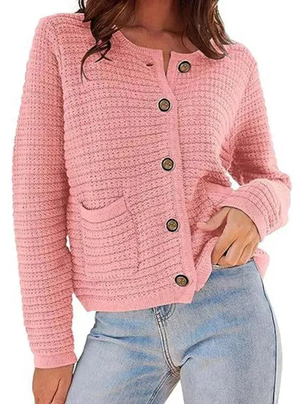 Round Neck Women Cardigan Sweater
