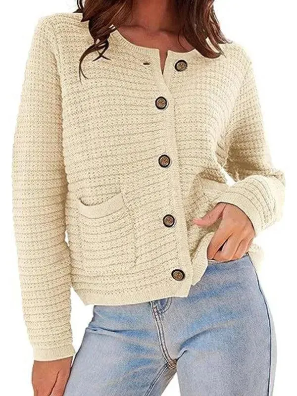 Round Neck Women Cardigan Sweater