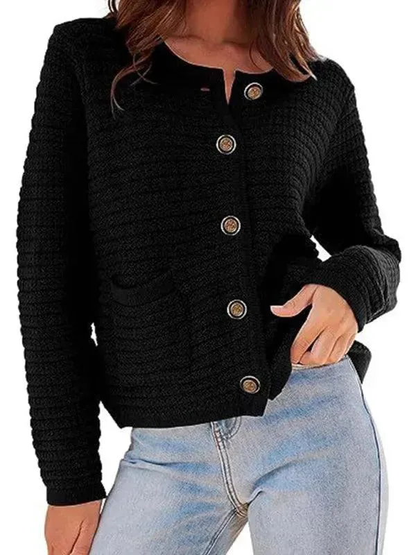 Round Neck Women Cardigan Sweater