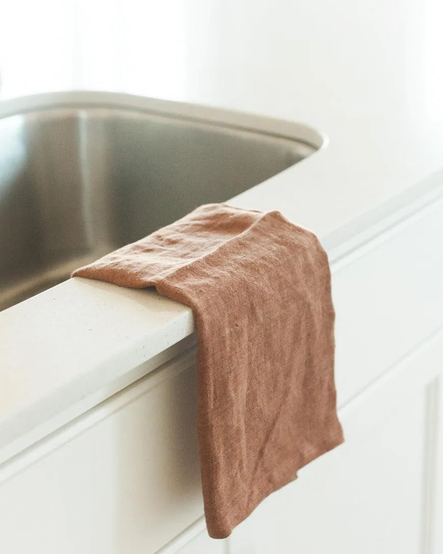 Set of 2- Hand Made Stone Washed Linen Tea Towels, Fair Trade, India