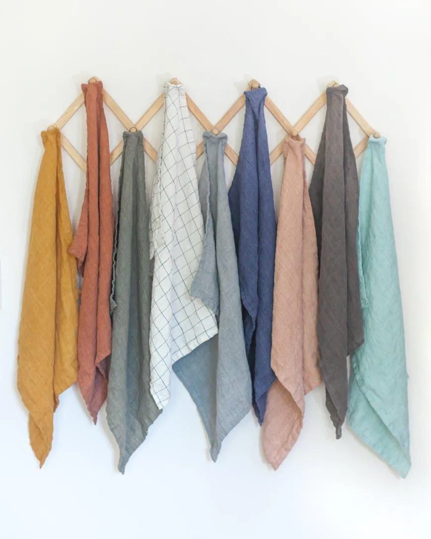 Set of 2- Hand Made Stone Washed Linen Tea Towels, Fair Trade, India