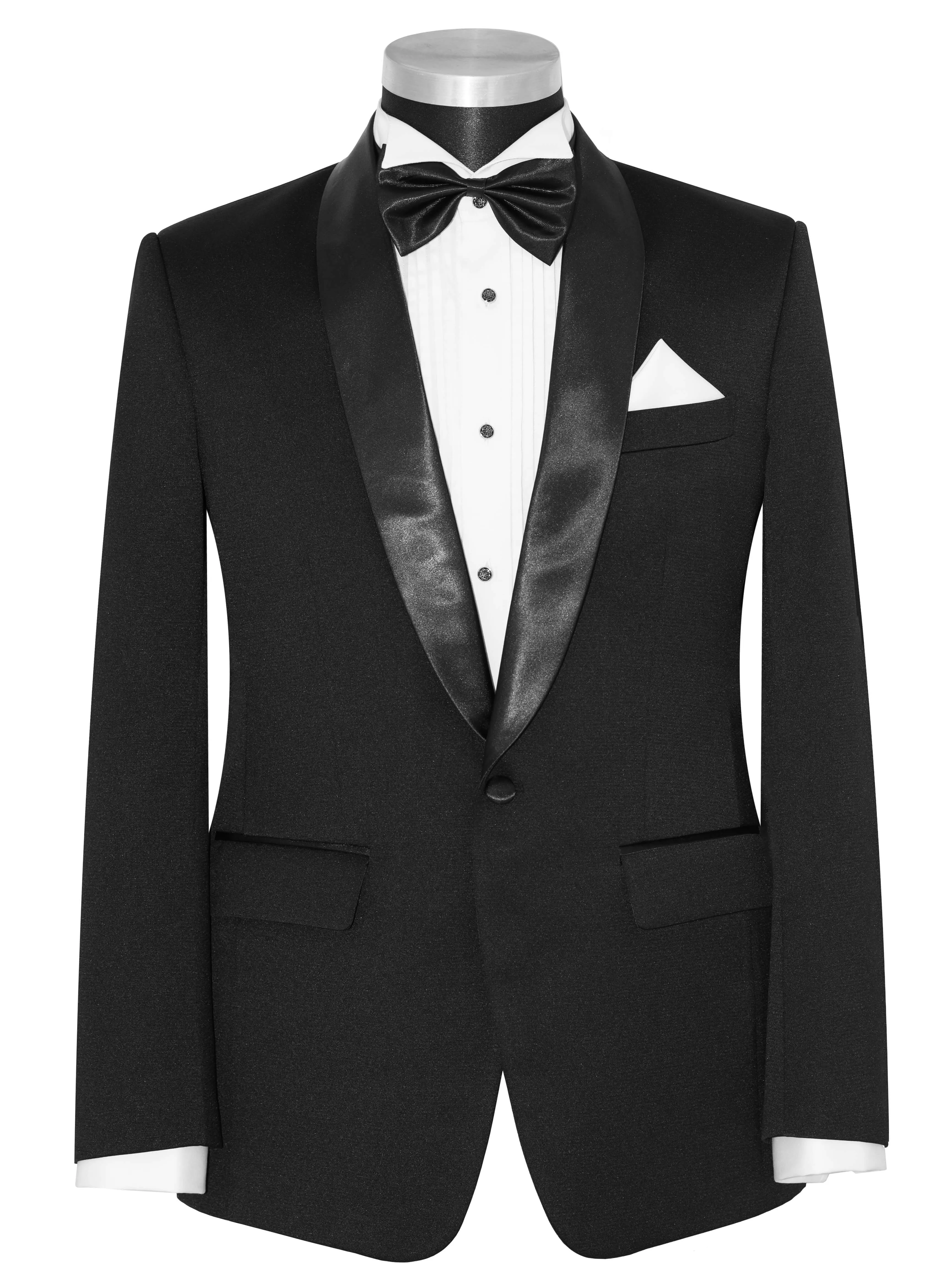 SHAWL LAPEL CLASSIC BLACK SLIM FIT TUXEDO SUIT FOR MEN