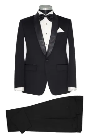 SHAWL LAPEL CLASSIC BLACK SLIM FIT TUXEDO SUIT FOR MEN