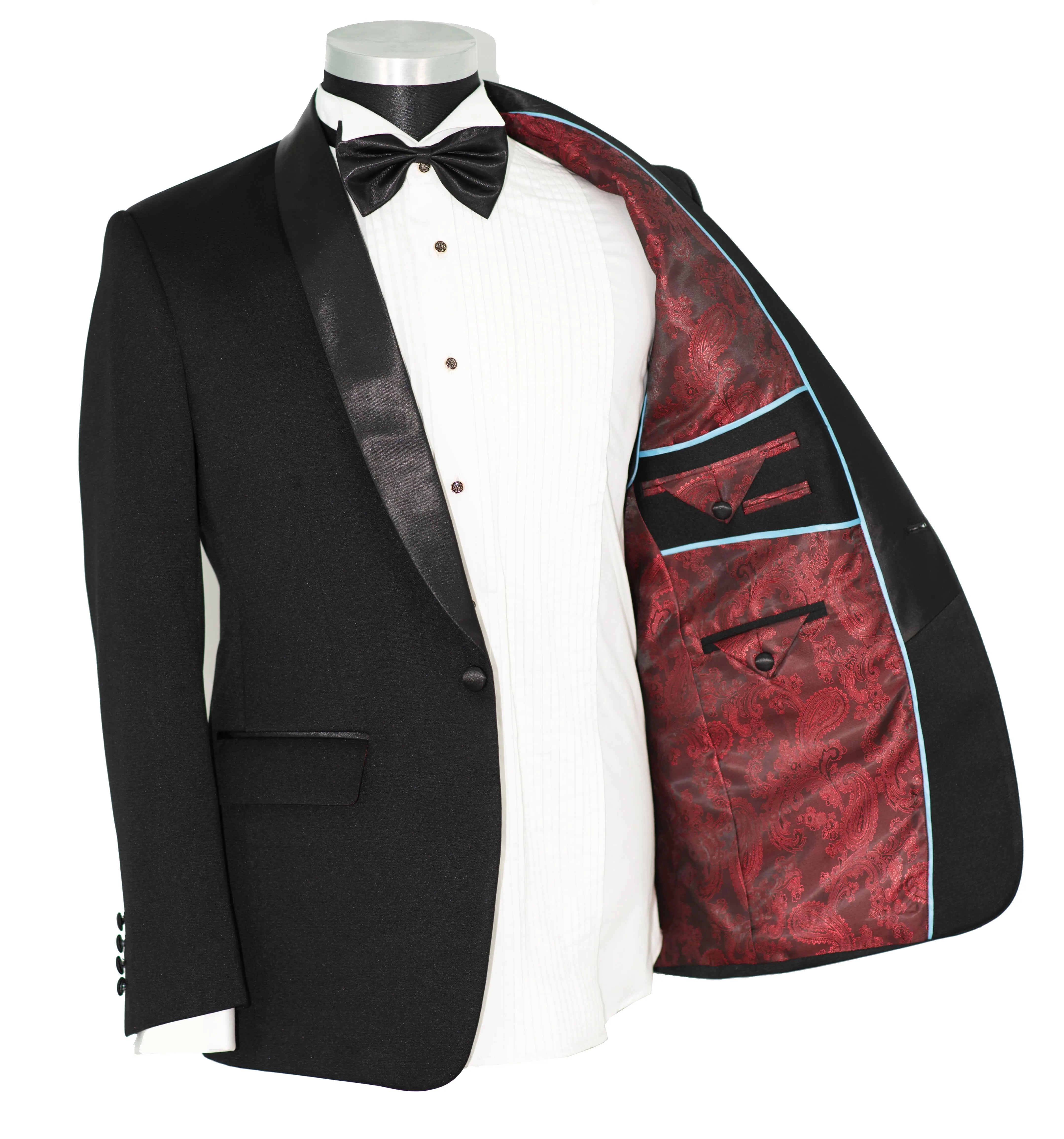 SHAWL LAPEL CLASSIC BLACK SLIM FIT TUXEDO SUIT FOR MEN
