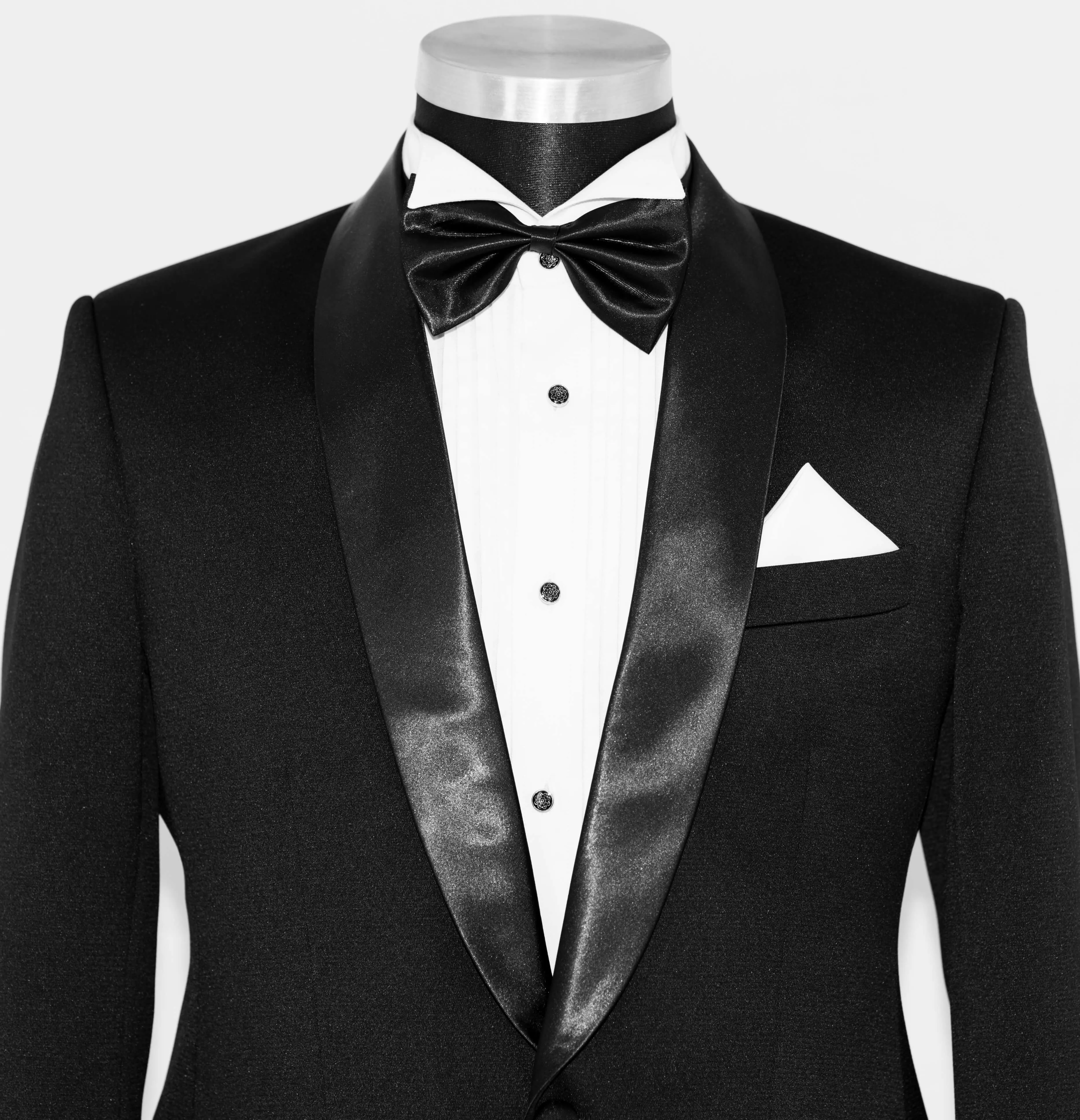 SHAWL LAPEL CLASSIC BLACK SLIM FIT TUXEDO SUIT FOR MEN
