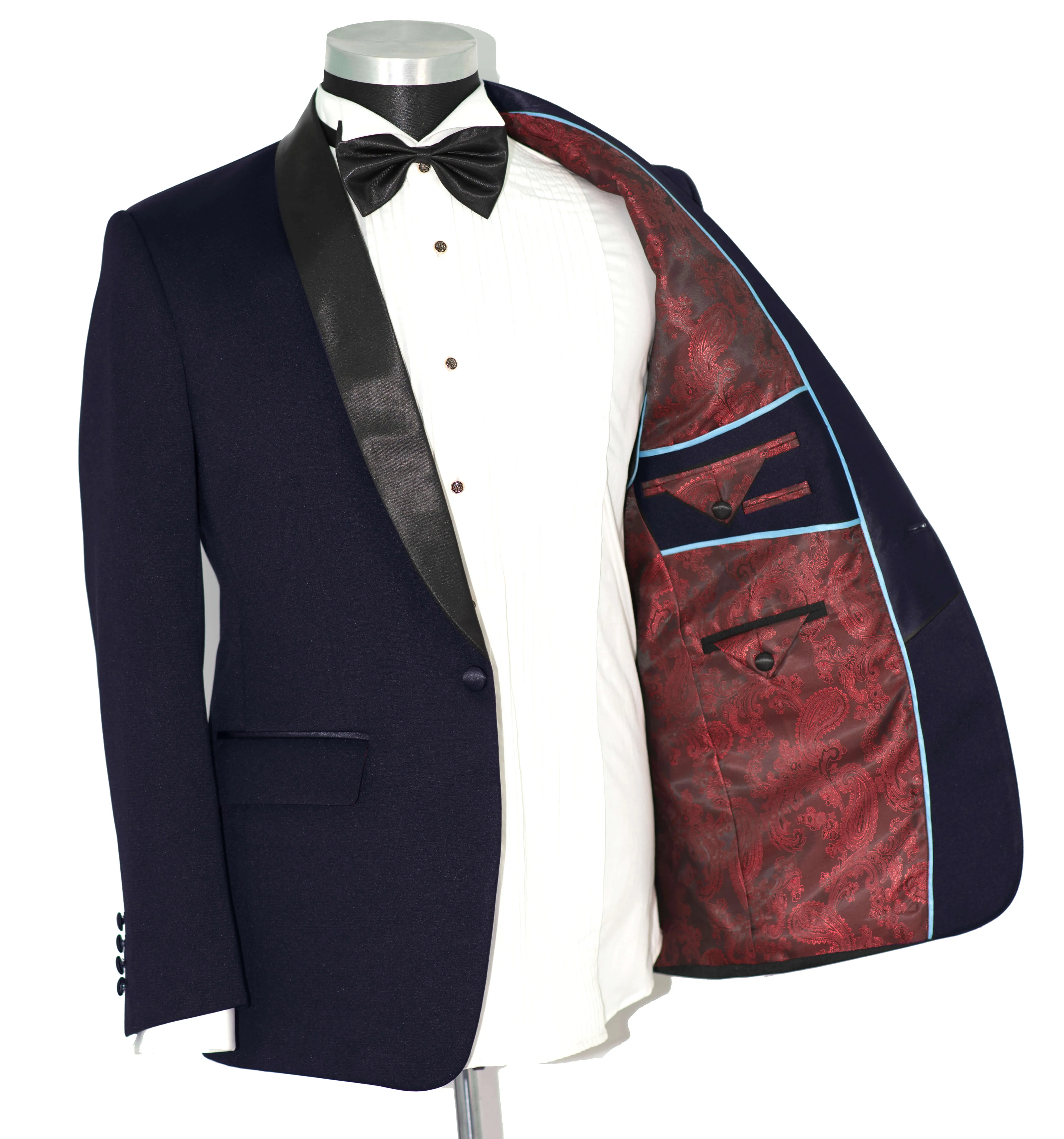 SHAWL LAPEL CLASSIC NAVY BLUE SLIM FIT TUXEDO SUIT FOR MEN