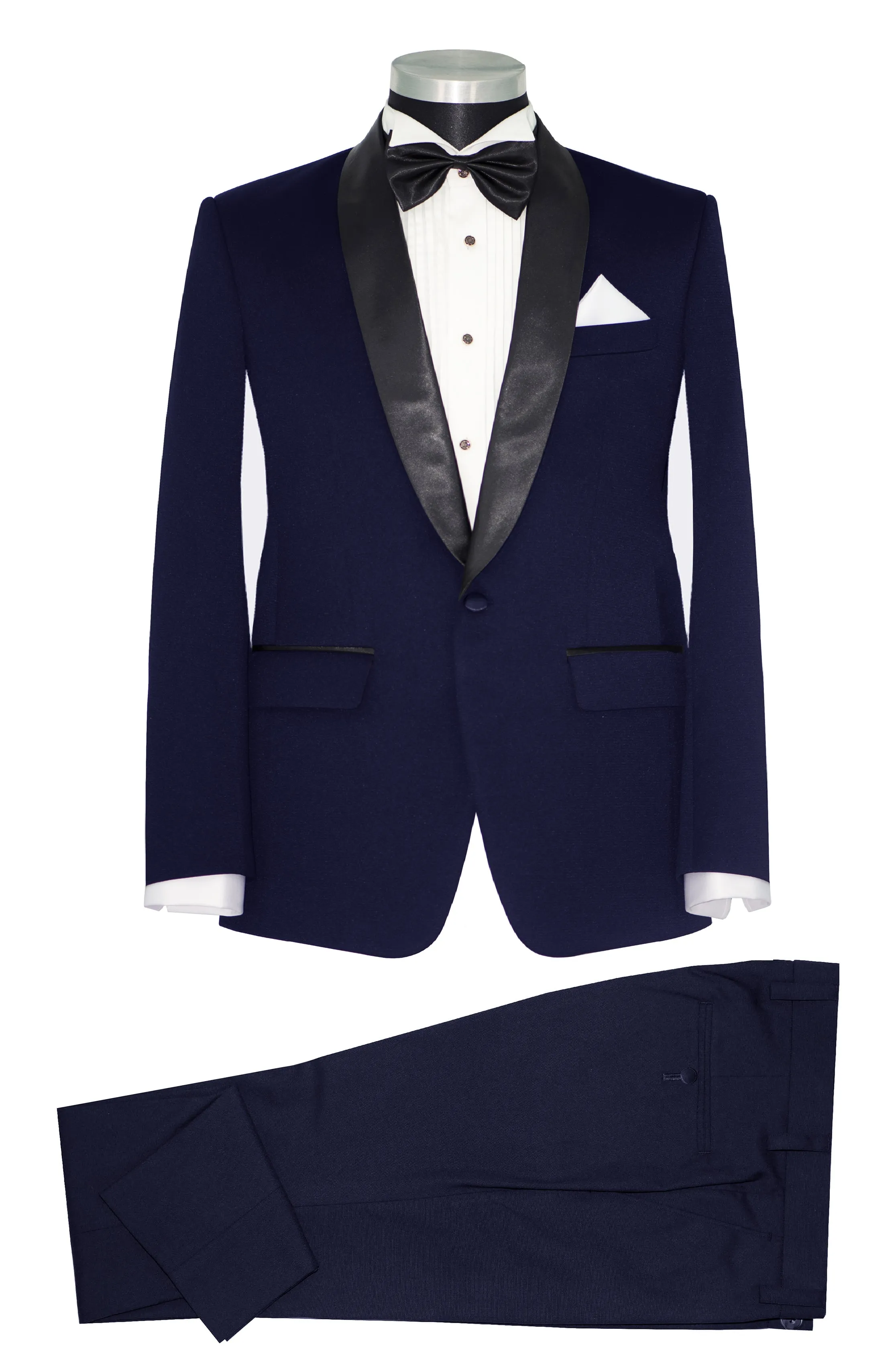 SHAWL LAPEL CLASSIC NAVY BLUE SLIM FIT TUXEDO SUIT FOR MEN
