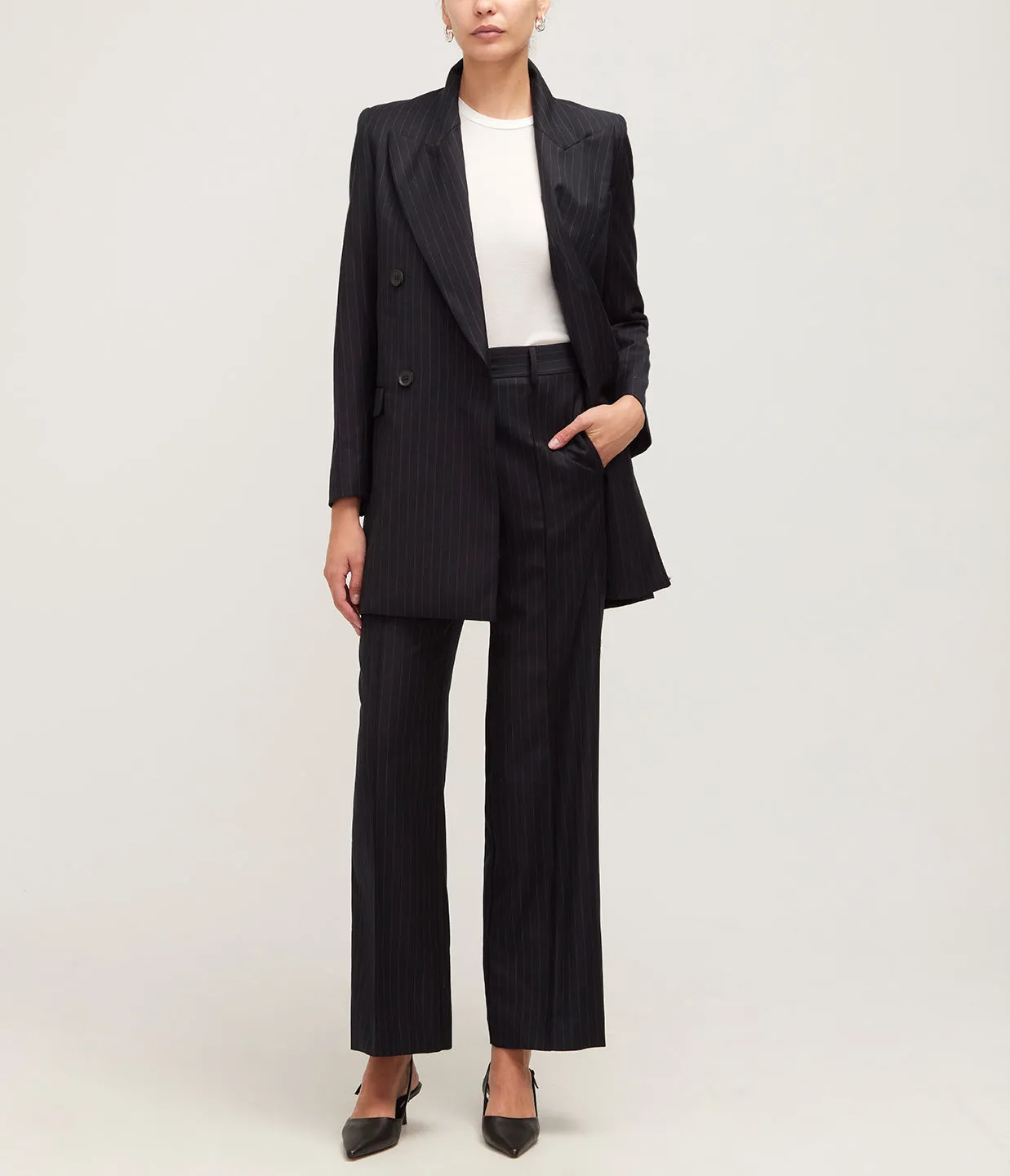 Slouch Straight Leg Trouser in Navy