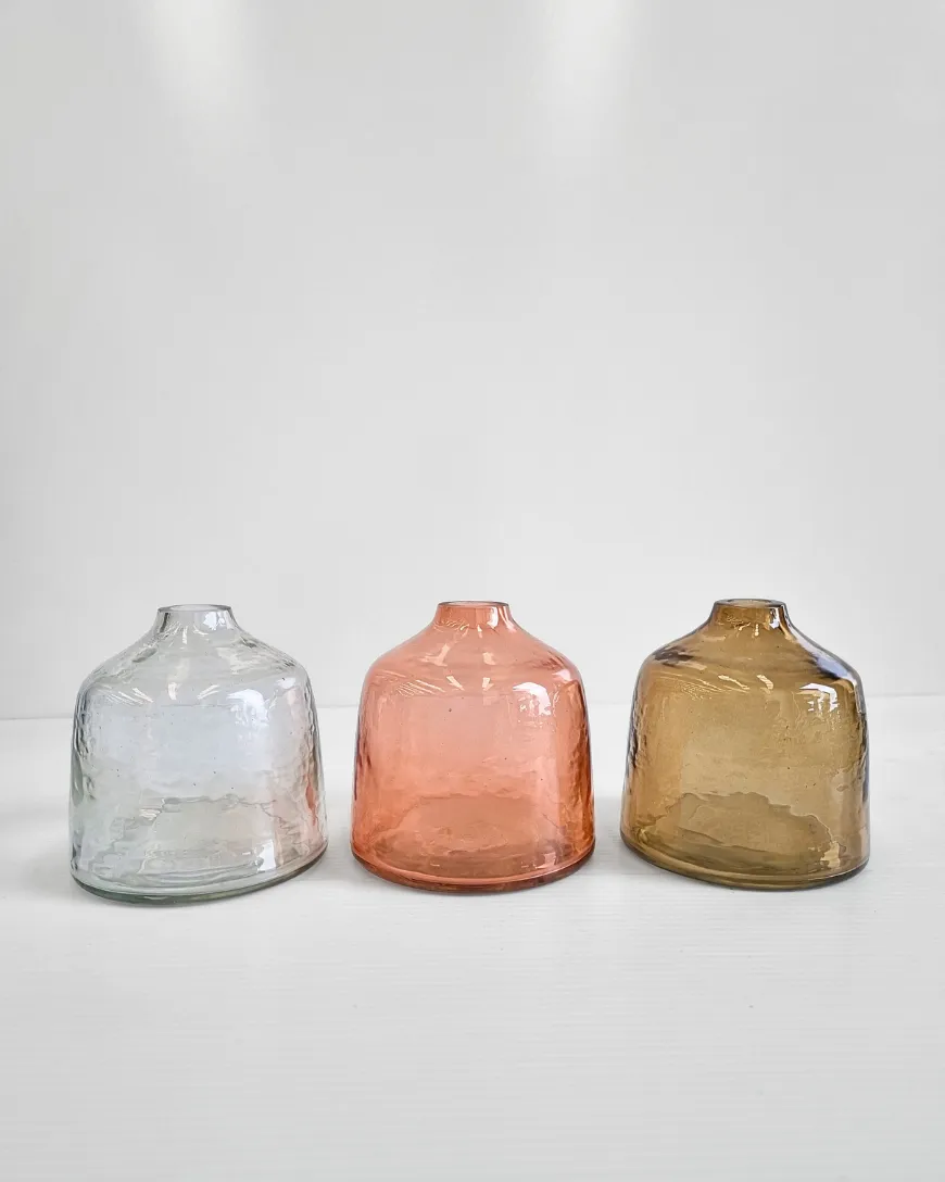 Small Handblown Hammered Bud Vase, Fair Trade, India
