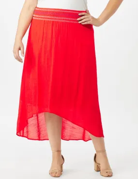 Textured Pull on Hi Lo Hem Skirt
