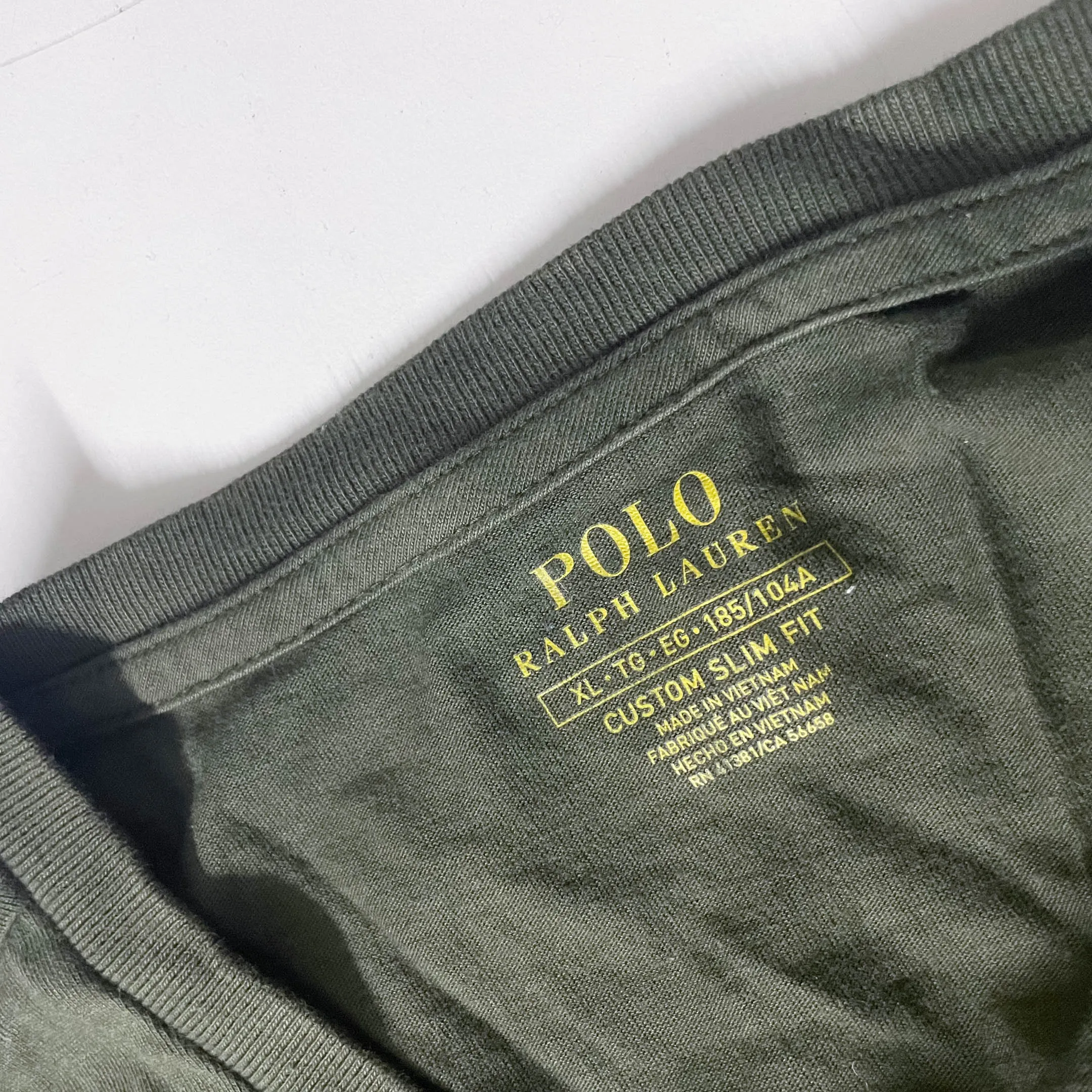 Vintage Polo Ralph Lauren Khaki Green Custom slim fit XL tees